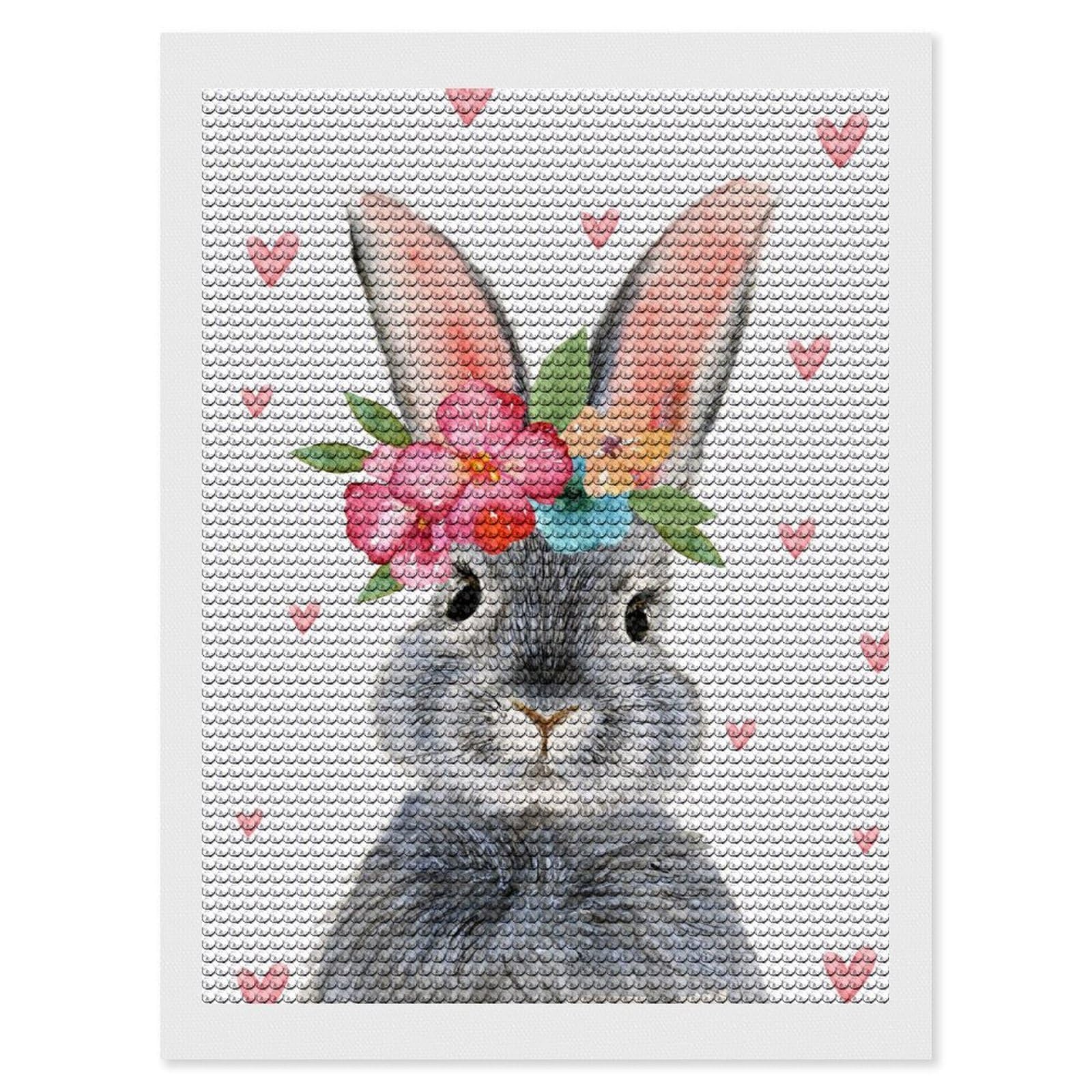 Amazon | うさぎ 兎 ウサギ 花 ハート ダイヤモンドアートダイヤモンド