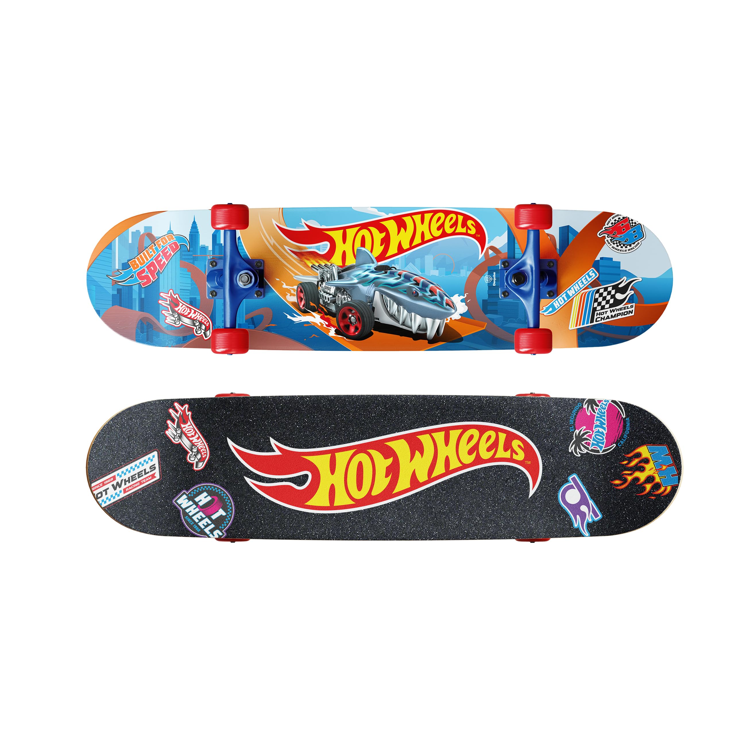 DEQUBE - Skateboard Hotwheels - Skate con superficie antiscivolo