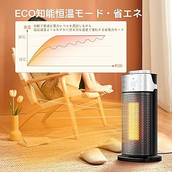 Amazon | セラミックヒーター 「2025新登場・超音波式加湿＆ECO知能