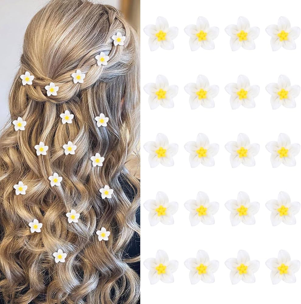 Amazon.com : YISSION Mini White and Yellow Lily Flower Hair Clips