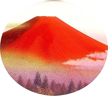 Amazon.co.jp: OTAART 徳田春邦油絵額F6金 「赤富士」 1102840 0208al
