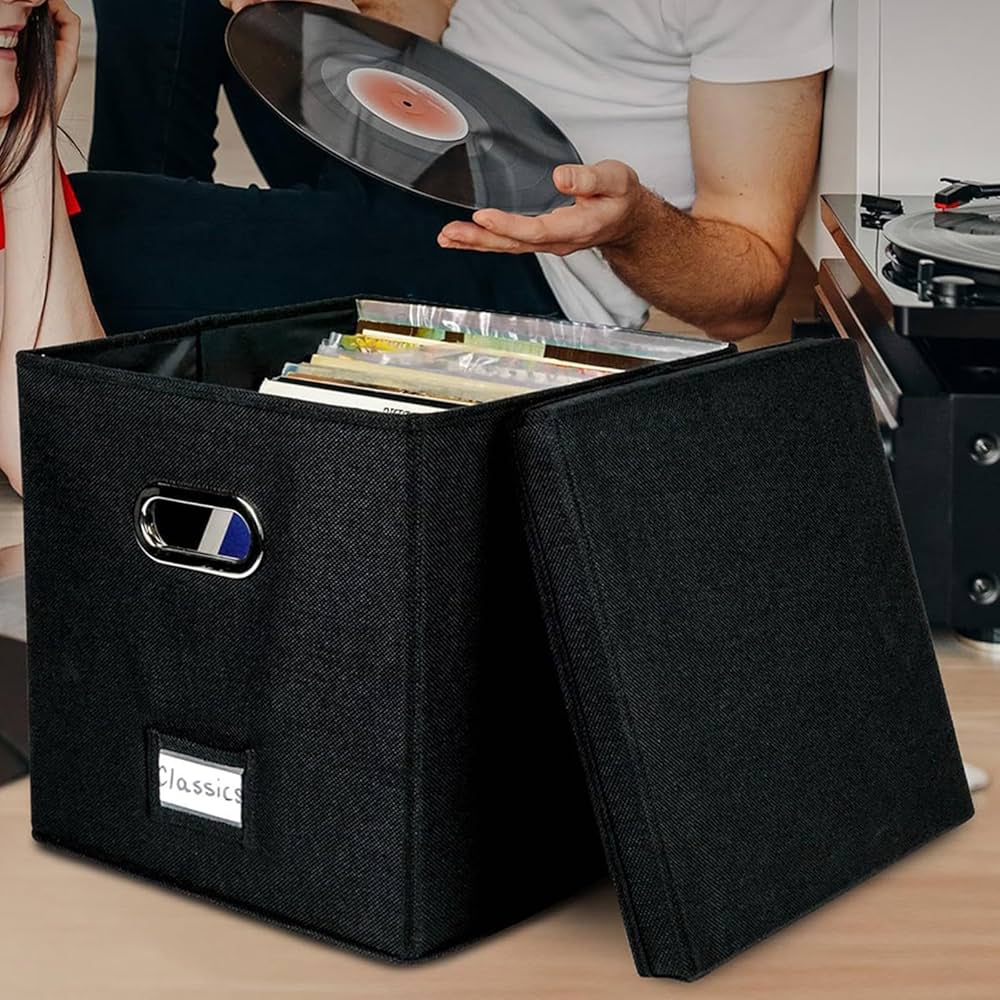 Amazon｜レコード収納ボックス 蓋付きビニールレコード収納ボックス