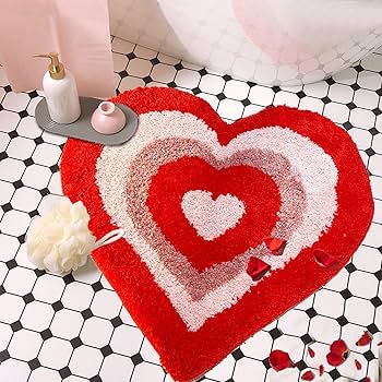 Amazon.com: YRXRUS Heart Bath Mat, Red Heart Shaped Bathroom Rug