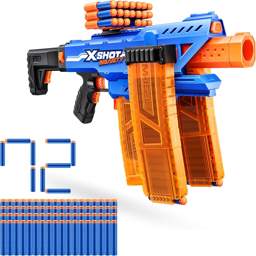 Amazon.com: XSHOT Insanity Motorized Clip Mania Dart Blaster with