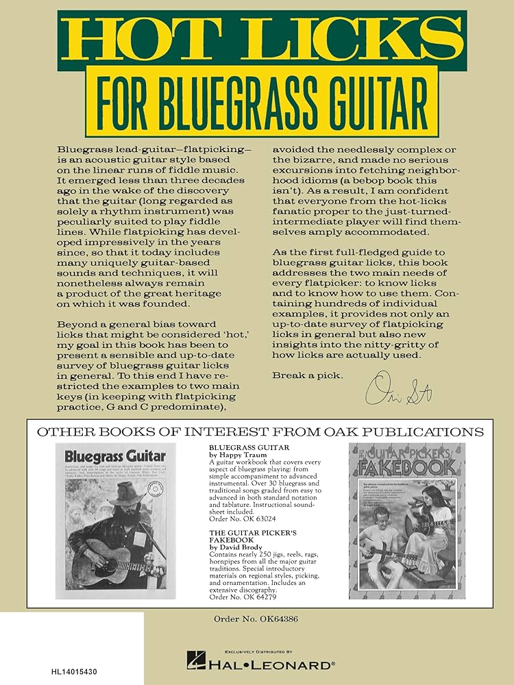 Amazon.com: Hot Licks for Bluegrass Guitar Book - Fingerstyle