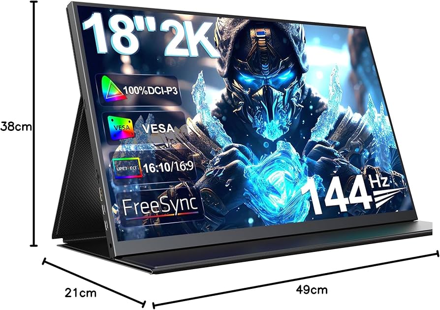 UPERFECT 18 Inch QLED Portable Monitor, 2K 2560 x 1600, 144Hz