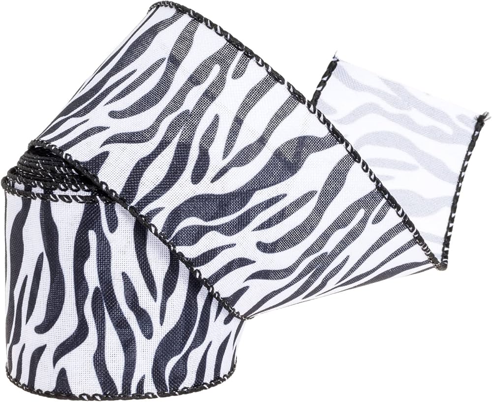 Amazon.com: YASEO Zebra Print Wired Edge Ribbon, White and Black