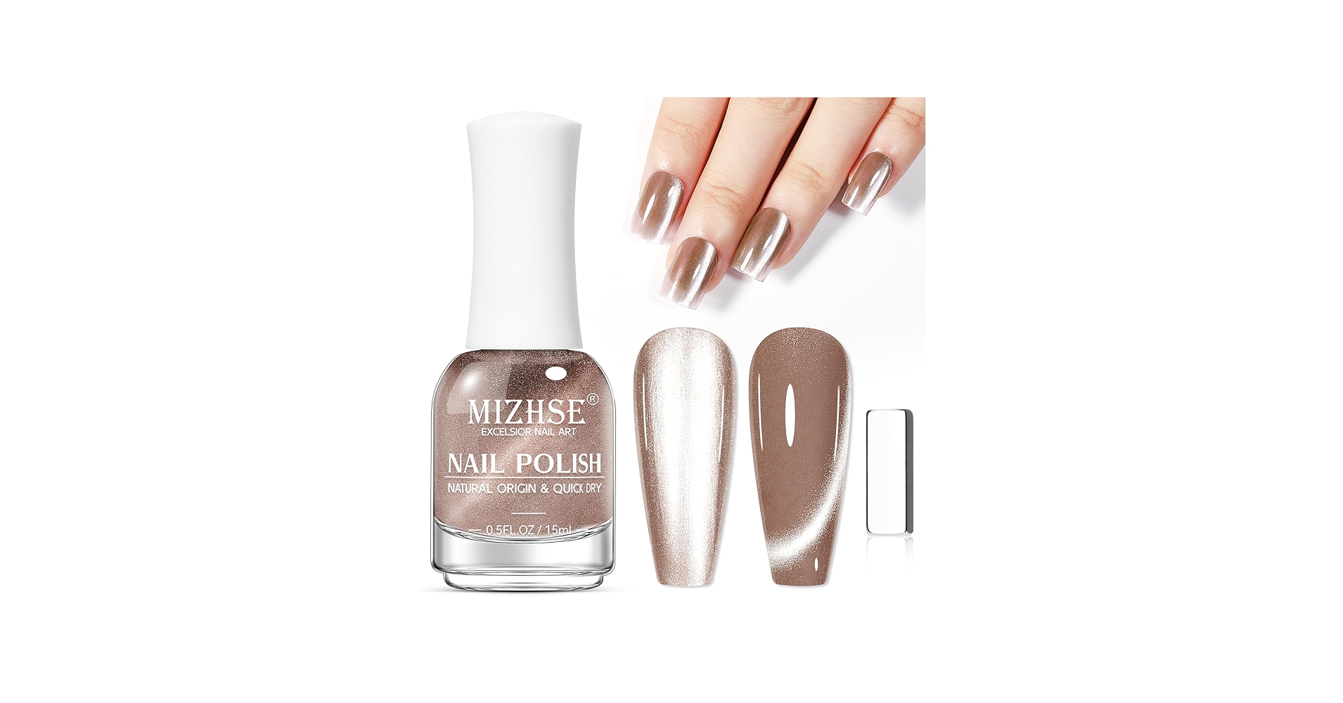Amazon.com : MIZHSE Cat Eye Nail Polish: Quick Dry Brown Magnetic