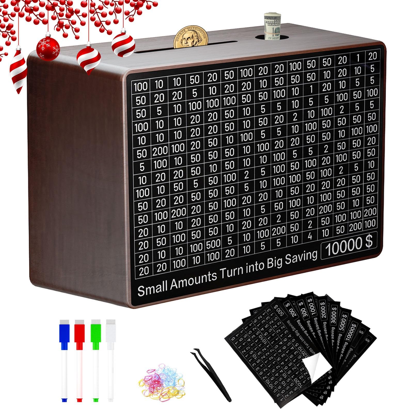 Amazon.com: Large Wooden Money Saving Box – Brown, 9.1