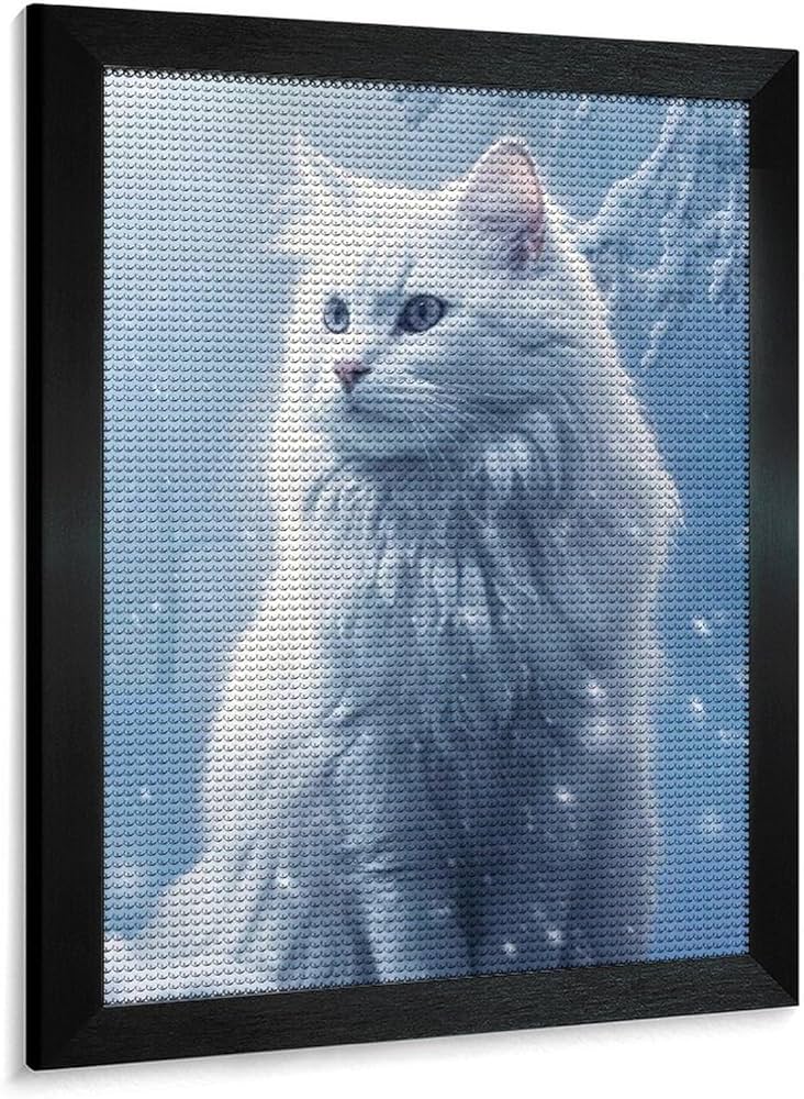 Amazon | ダイヤモンドアート 雪の中の白猫 ダイヤモンド刺繍 全面貼り