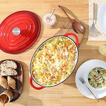 Amazon.com: Velaze 7.5 QT Enameled Oval Dutch Oven Pot with Lid
