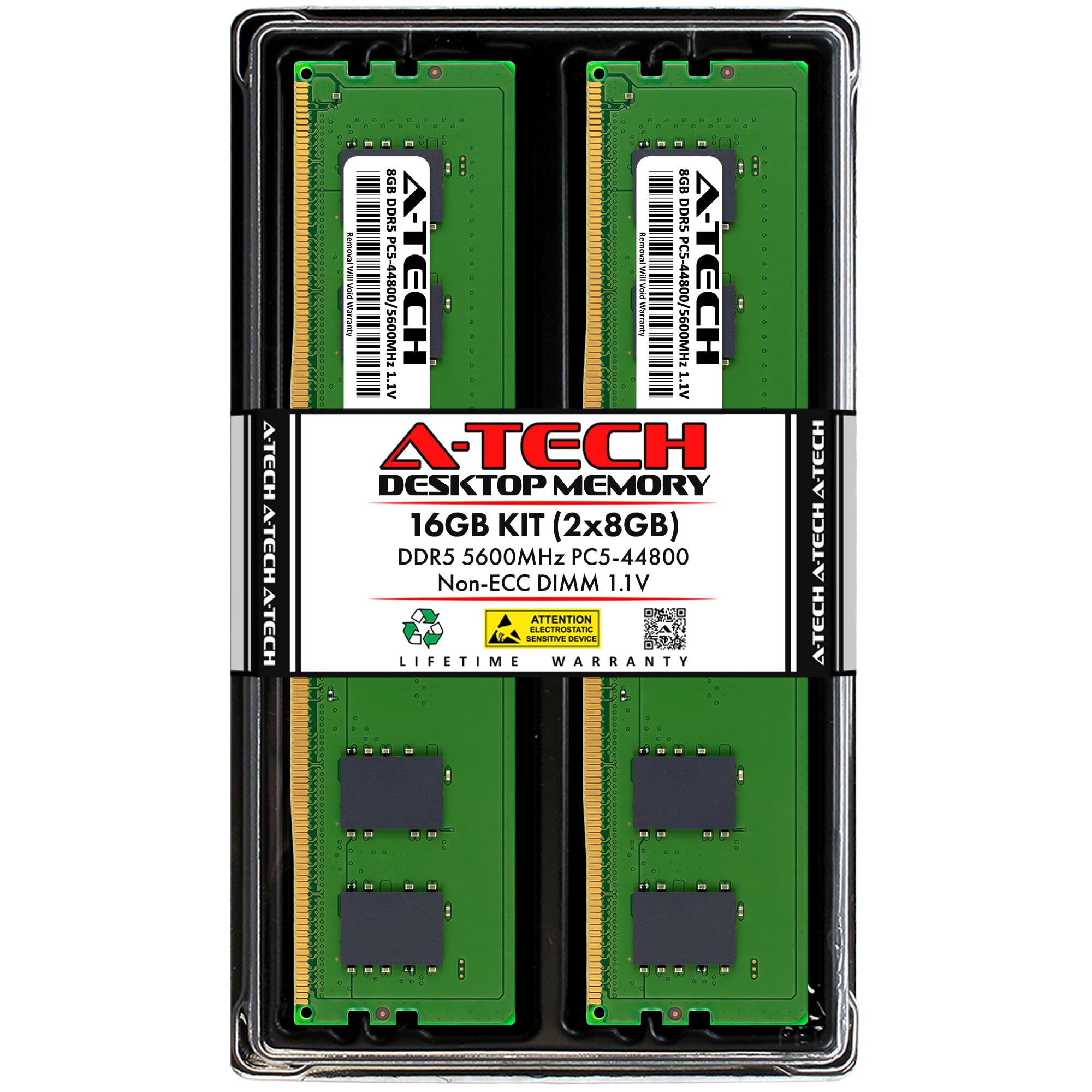 A-Tech 16GB Kit (2x8GB) DDR5 5600MHz PC5-44800 CL46 UDIMM 1.1V Non