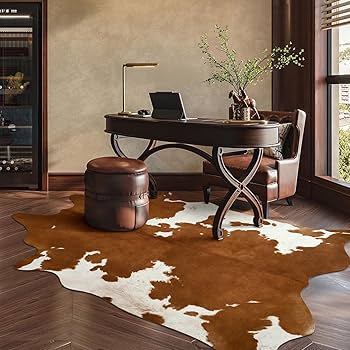 Amazon | DweIke プレミアムフェイクカウハイドラグ牛革エリアラグ