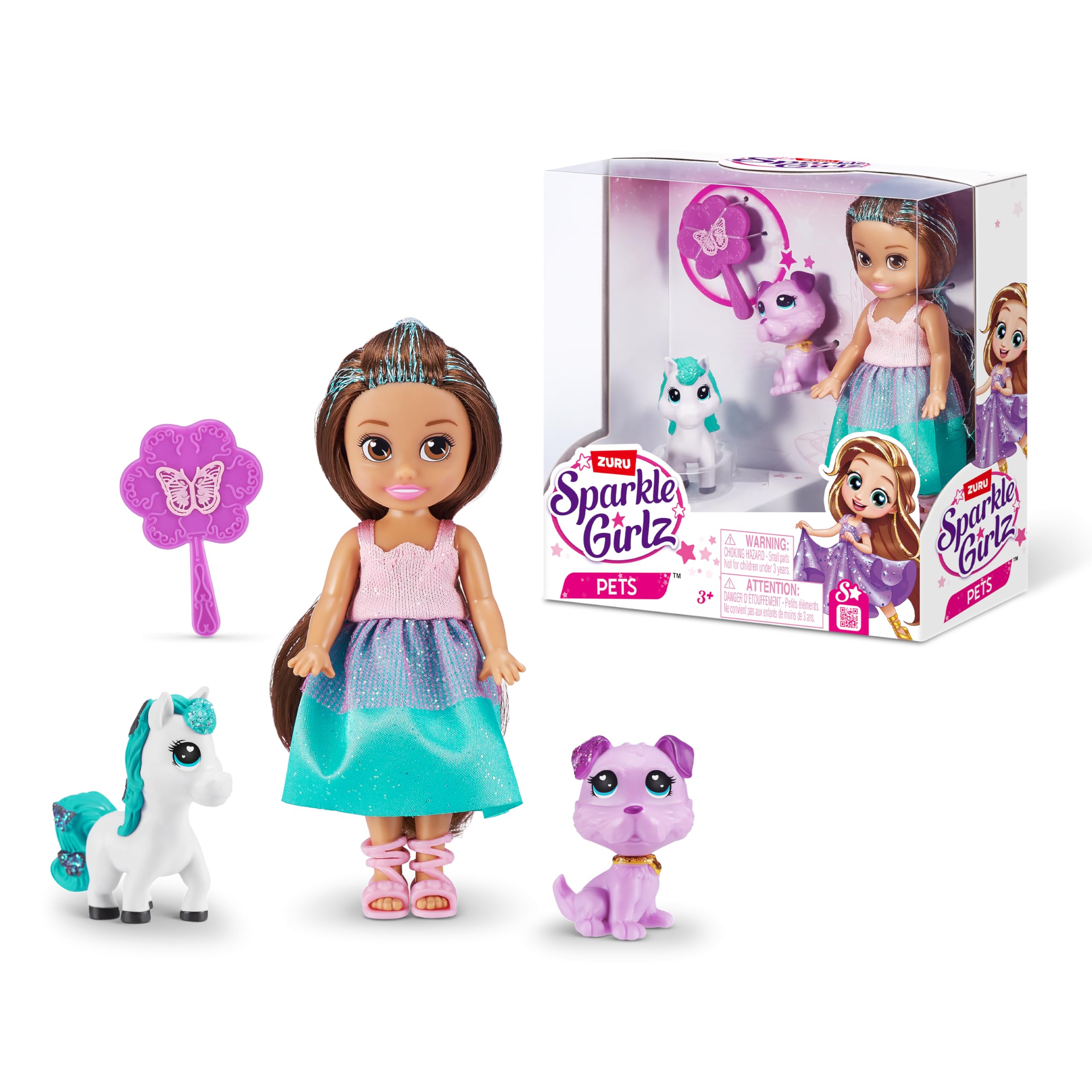 Amazon.com: Sparkle Girlz Princess Doll and Pet Set (Pink & Cat