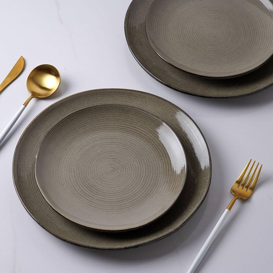 Amazon.com: famiware Tempus Plates and Bowls Sets for 8, 24 Pieces