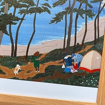 Amazon.co.jp: □原田泰治『松原 長崎県口之津町』B5サイズ 額入り