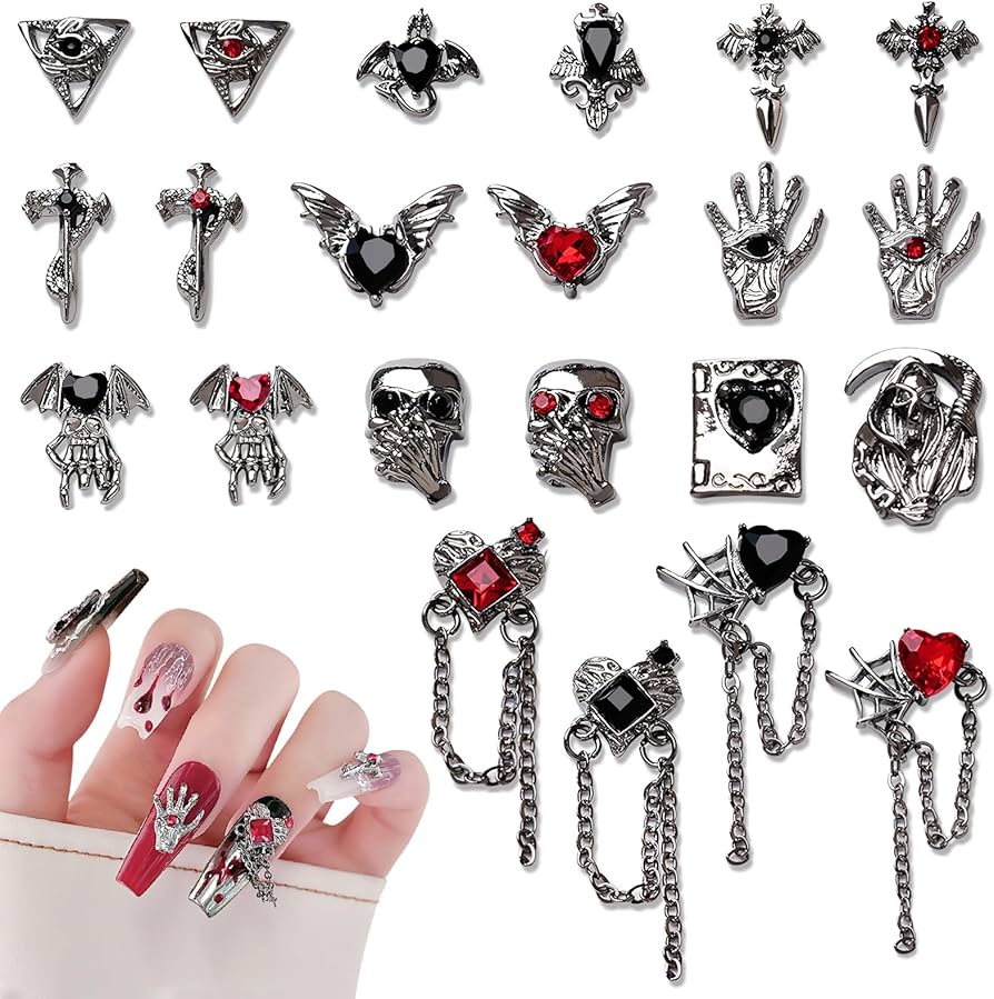 Amazon | Chisafly ネイルパーツ パンク クロス 十字架 蛇 スカル