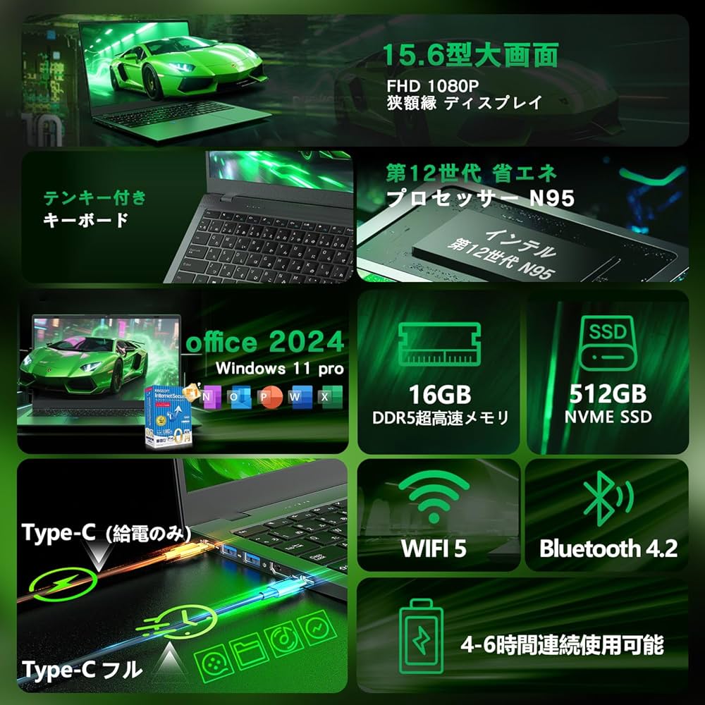 Amazon.co.jp: 【ノートパソコン 16GB DDR5爆速メモリ+512GB Nvme SSD