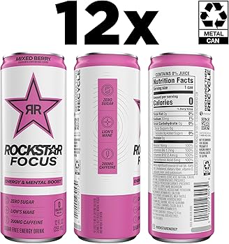 Amazon.com : Rockstar Focus, Mixed Berry, 12 Fl Oz Cans (Pack of