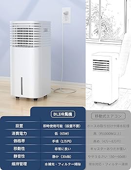 Amazon | 【工事不要で移動式エアコンに完勝！】MYICY 冷風機 強力 冷