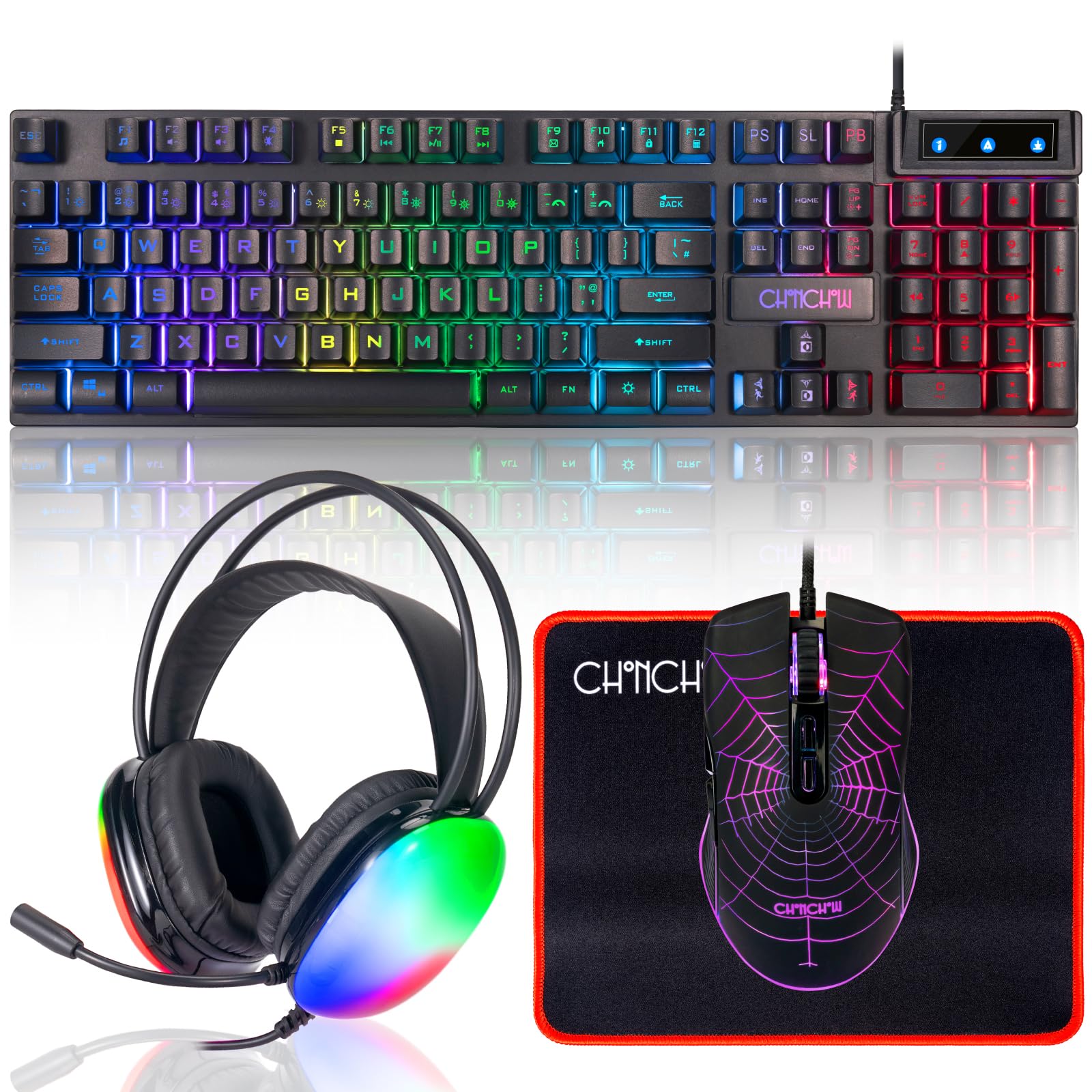 Amazon.com: Gaming Keyboard Mouse Mousepad and Headset with mic