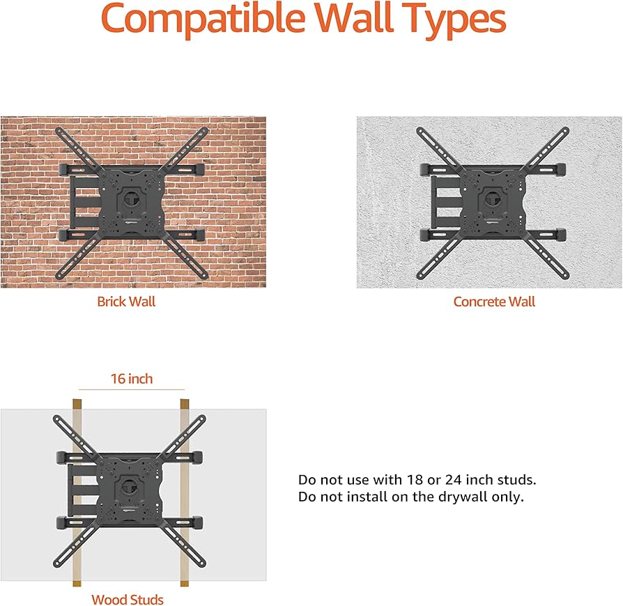 Amazon | Amazonベーシック テレビ壁掛け金具 フルモーション 水平