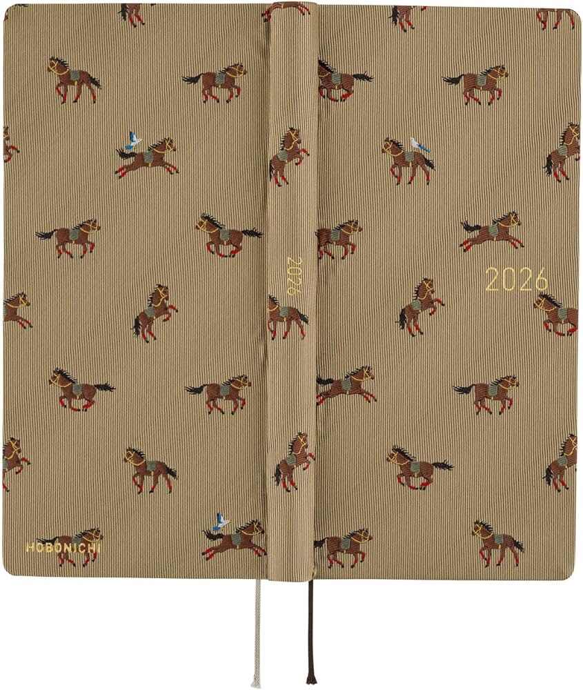 Amazon.co.jp: ほぼ日手帳 2026 weeks MEGA タイ&チーフ/駆ける馬 1月