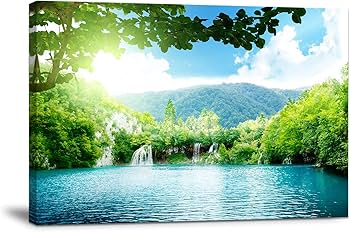 Amazon.co.jp: 絵画 自然 滝 ポスター アート パネル 山 森 絵画