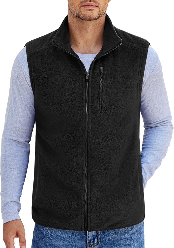 COOFANDY Mens Polar Vests Lightweight Sleeveless Zip Up Jacket