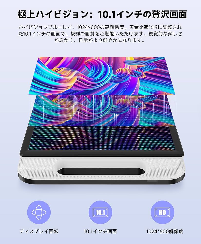 Amazon | FANGOR ポータブルブルーレイプレーヤー 10.1インチ 270度