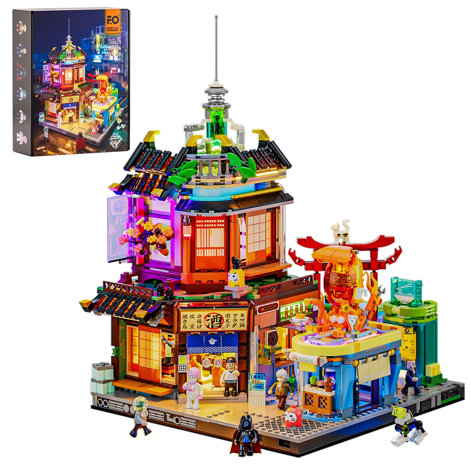 FUNWHOLE Cyberpunk Japanese-Izakaya Lighting-Building-Bricks Set