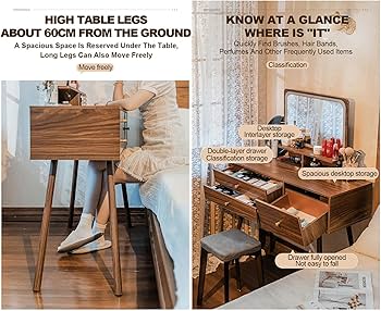 Amazon｜寝室のドレッシングルーム用の木製メイクアップデスク 化粧台