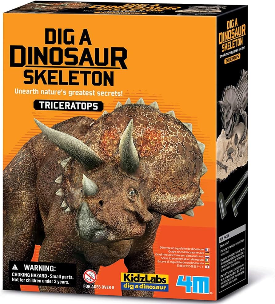 Amazon.com: 4M KidzLabs Dig a Triceratops Skeleton Kit, Fossil