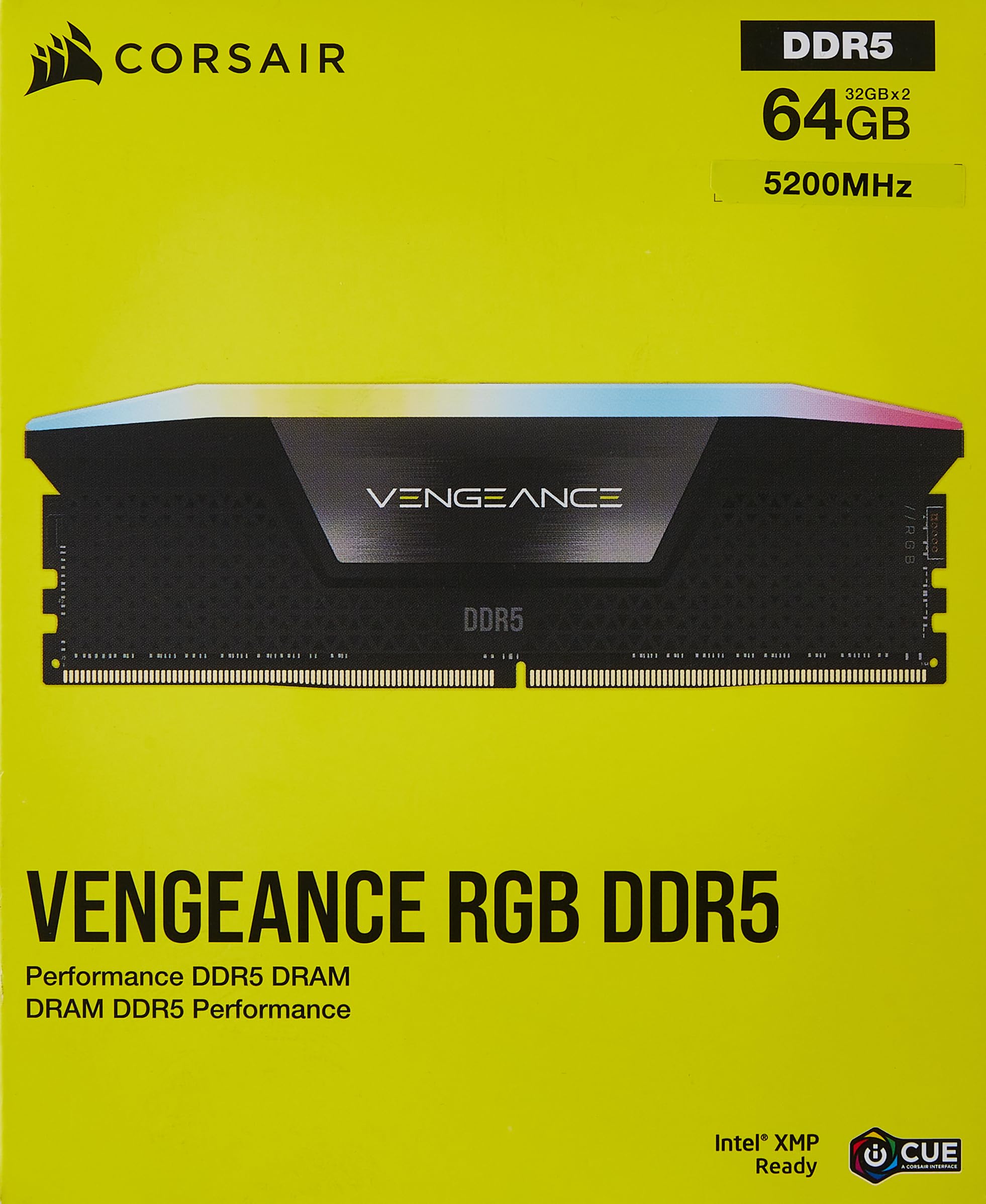 Amazon | CORSAIR VENGEANCE RGB DDR5 RAM 64GB (2x32GB) 5200MHz CL40