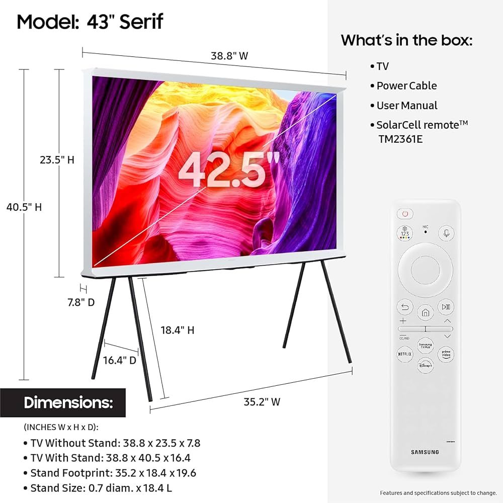 Amazon.com: Samsung 43-Inch Class QLED 4K The Serif LS01D Series