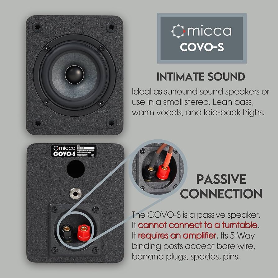Amazon.com: Micca COVO-S 2-Way Passive Bookshelf Speakers