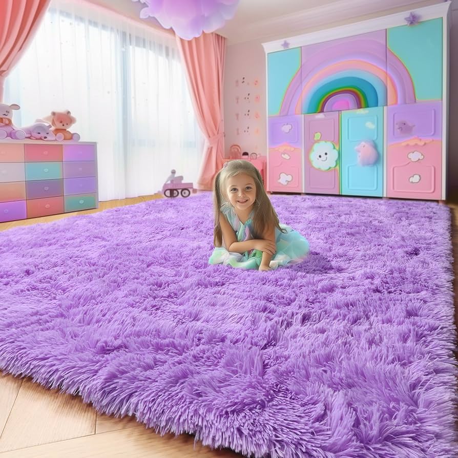 Amazon.com: Purple Area Rugs for Girls Bedroom,5x8 Rug,Fluffy Shag