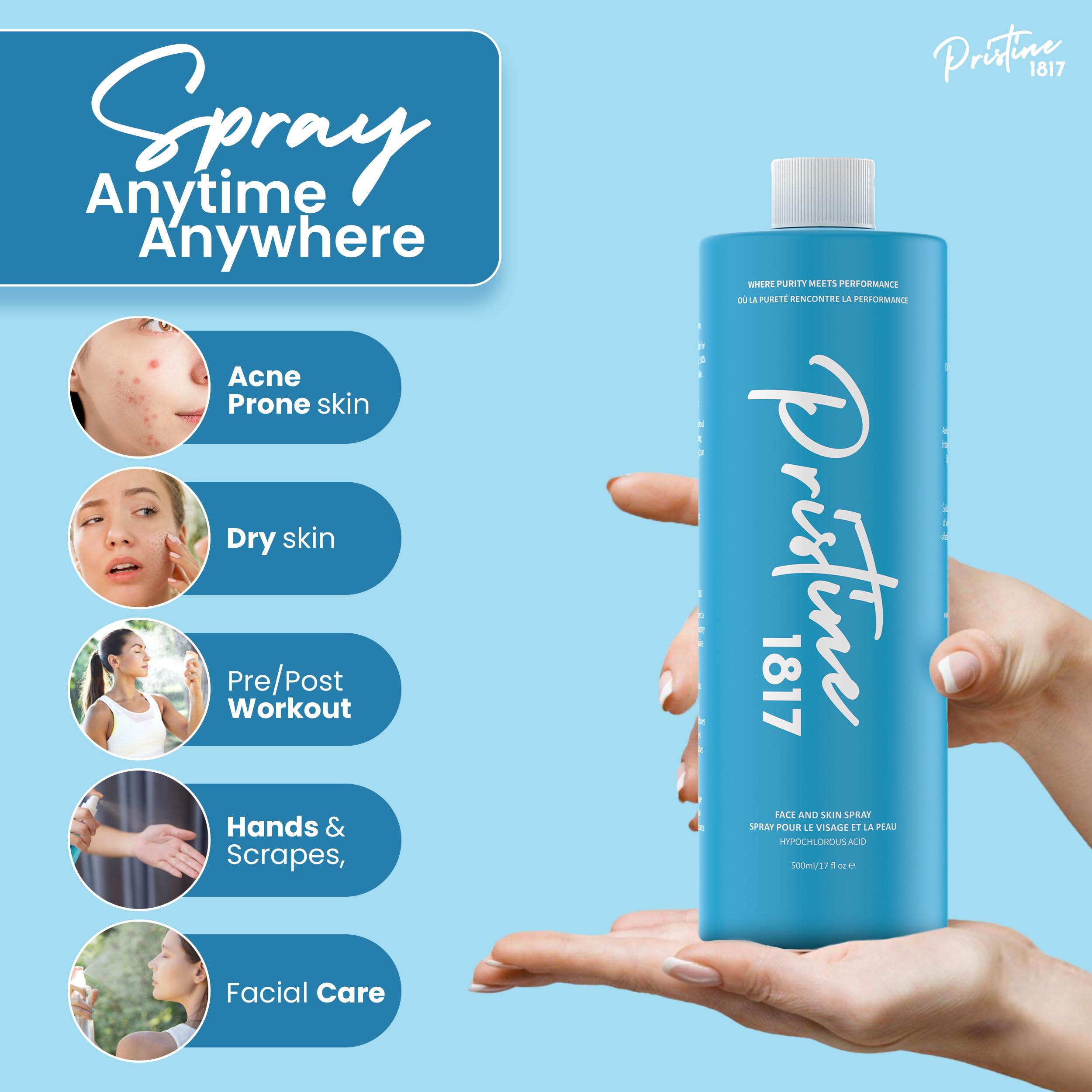 Amazon.com: Pristine 1817 Hypochlorous Acid Spray 0.016% - 500 ml