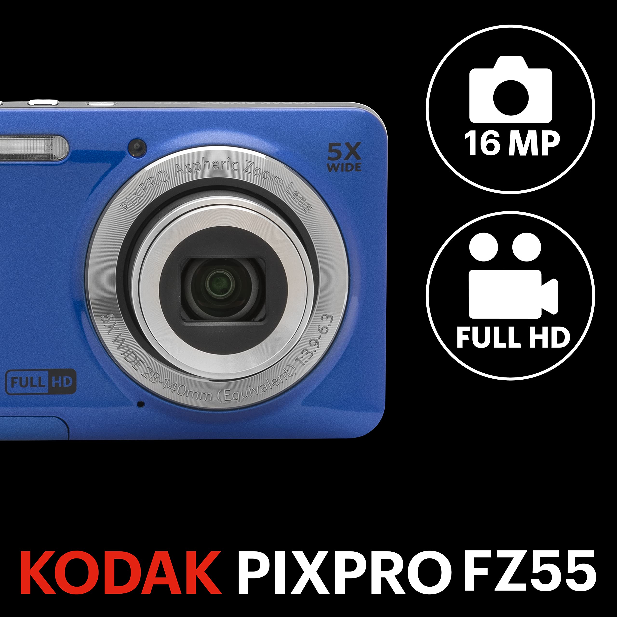 Amazon | KODAK (コダック) PIXPRO 使いやすい ズーム FZ55-BL 16MP
