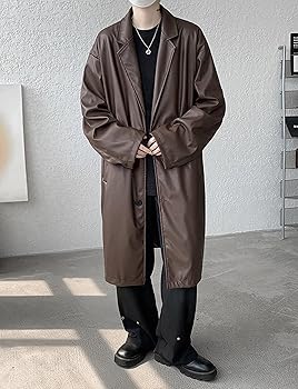 Amazon | [WANSHIX] PUレザーコート トレンチコート チェスター