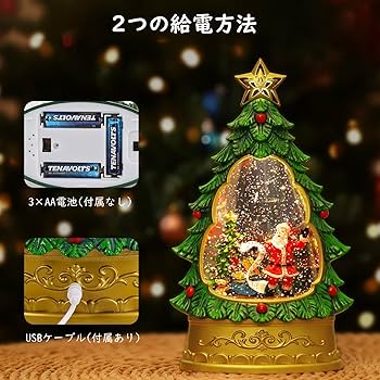 Amazon.co.jp: Lewondr スノードーム クリスマススノードーム