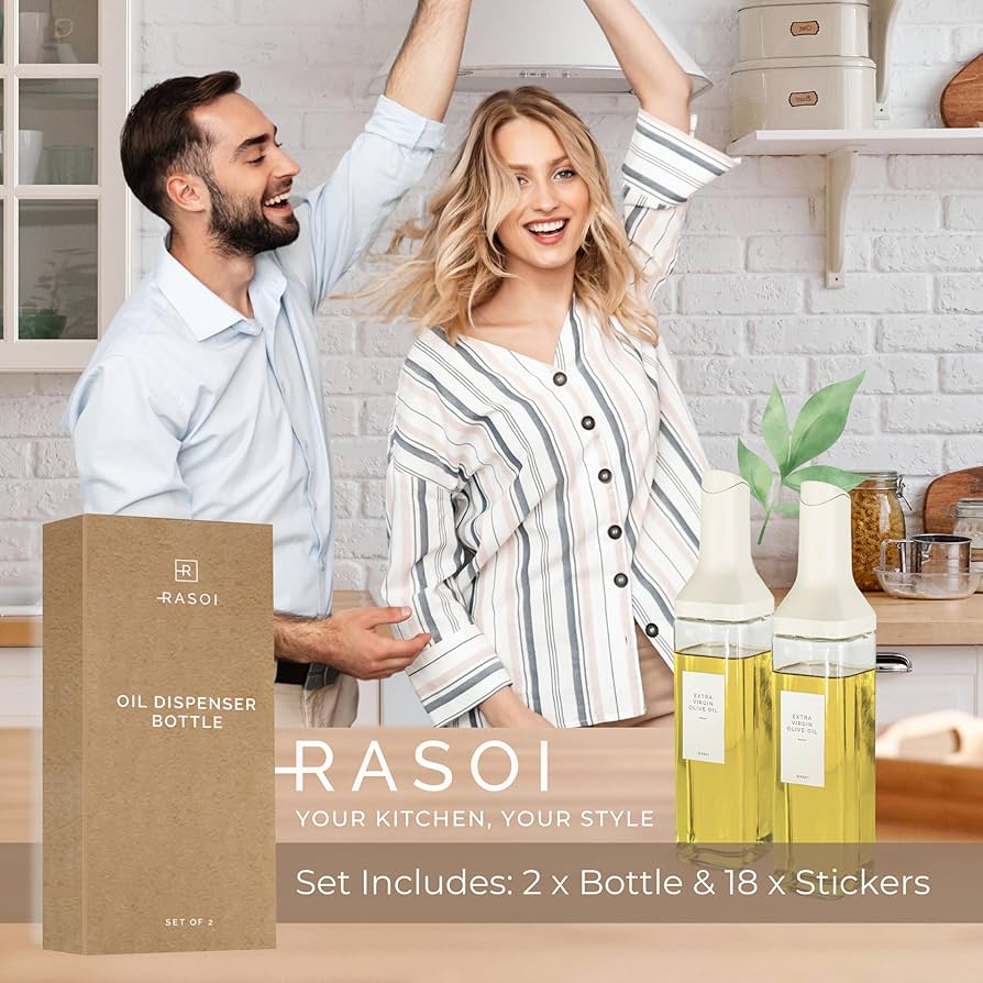 Amazon.com: RASOI Oil Dispenser Bottle – Set of 2 17oz/500ml Oil