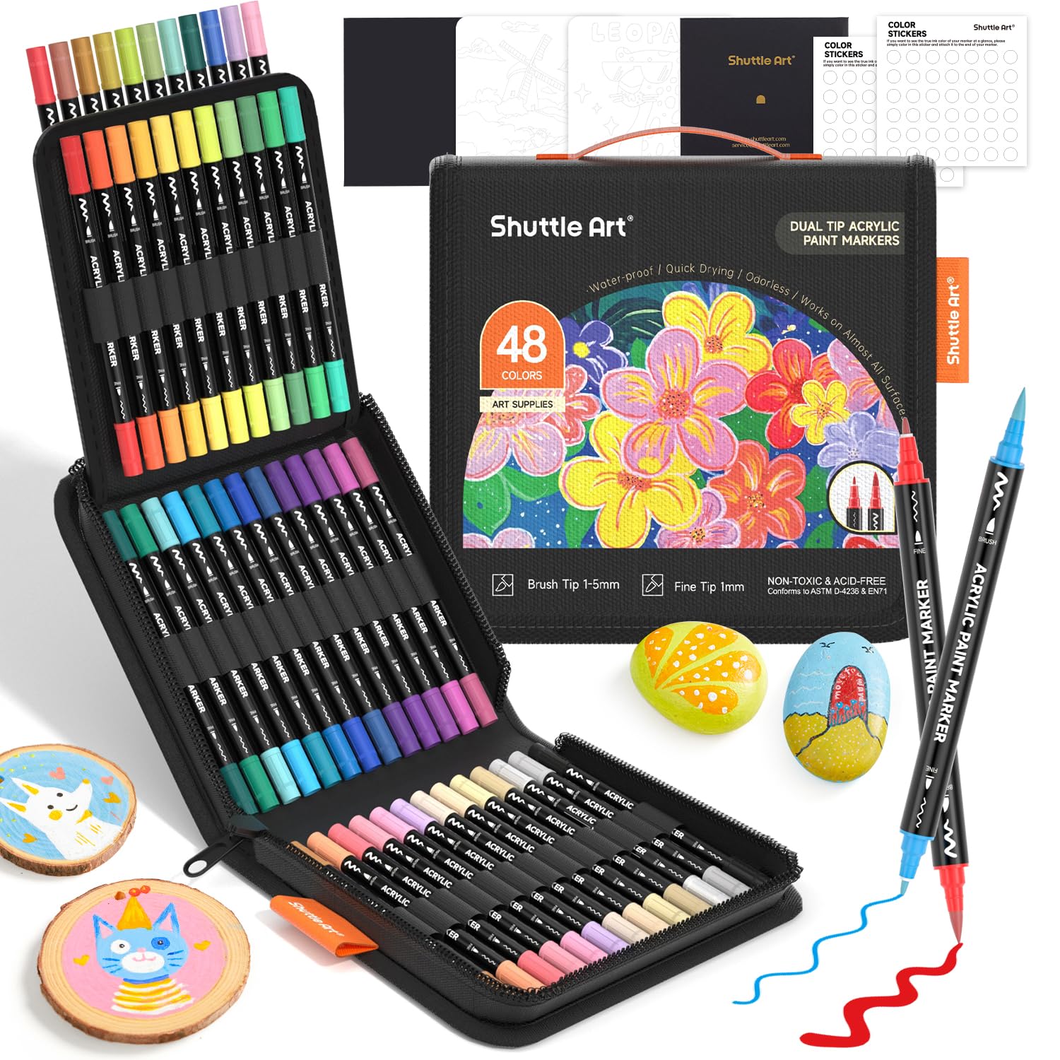 Amazon | Shuttle Art アクリルマーカーペン ブラシ・細字ペン先