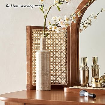 Amazon｜JIAOCKJIAO ラタン製化粧台、取り外し可能なミラー付き