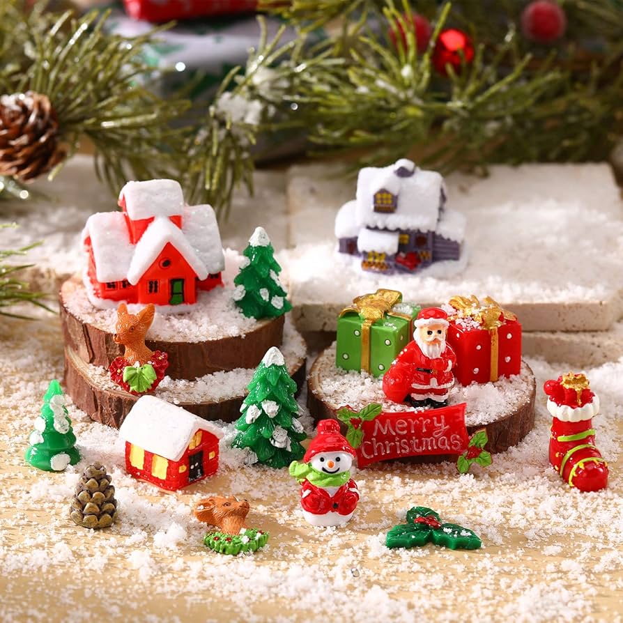 Amazon | クリスマス 置き物 ミニ 16セット クリスマス ミニチュア