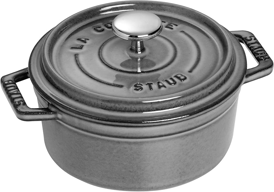 Amazon.com: Staub Cast Iron 0.5-qt Round Cocotte - Graphite Grey