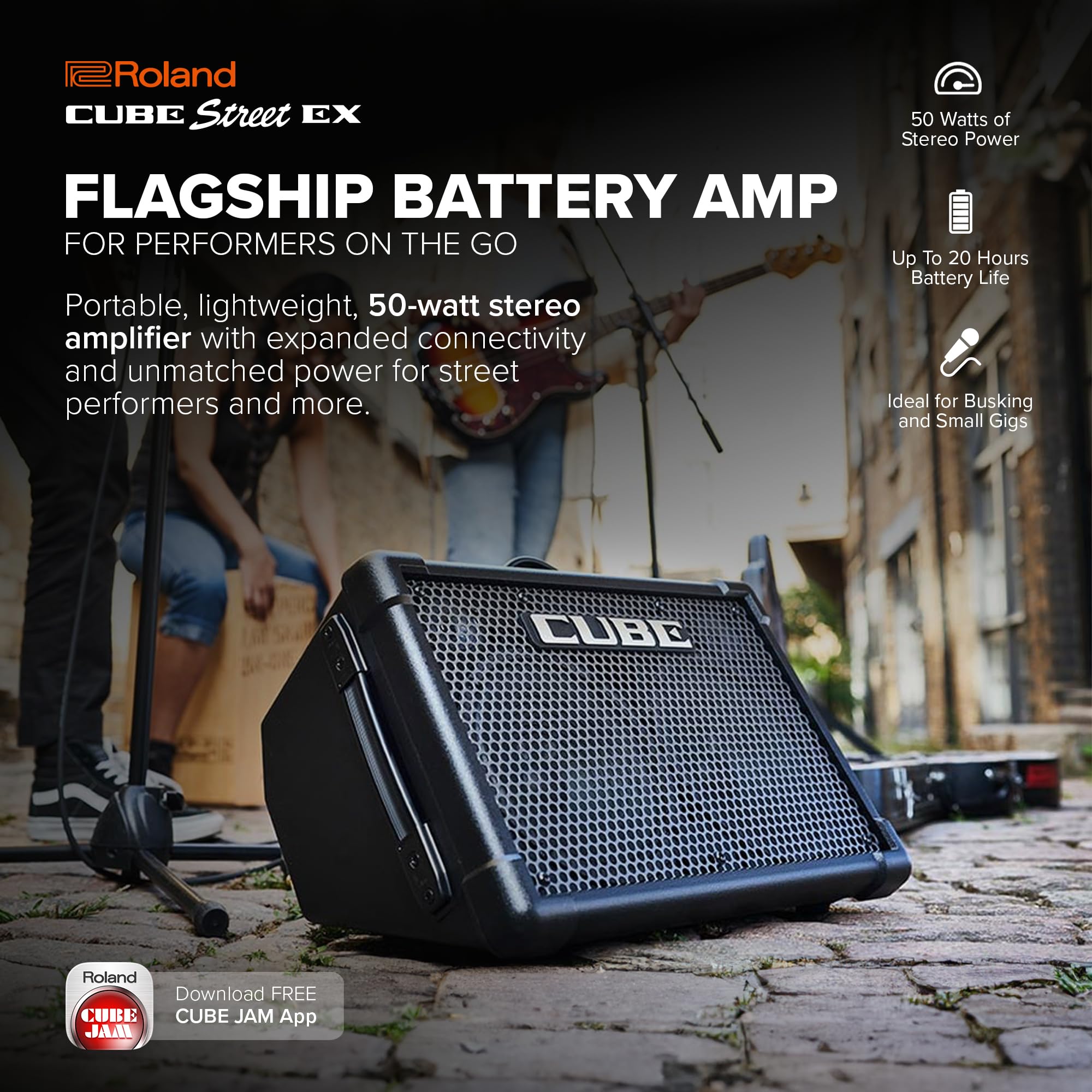 Amazon.com: Roland Cube Street EX | Battery-Powered 50W Stereo