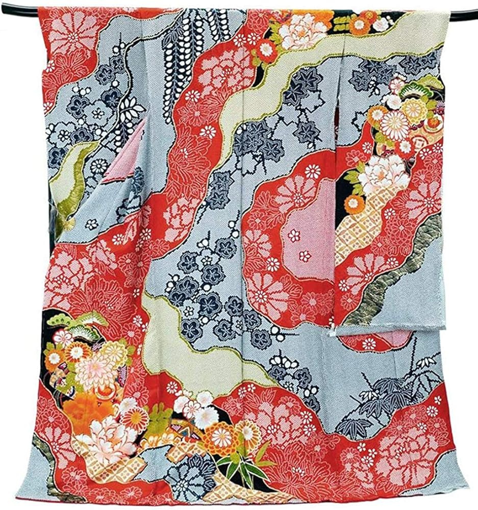 Amazon | [京都うさぎ堂] 仕立て付き 総絞り正絹振袖 単品 f-034 赤