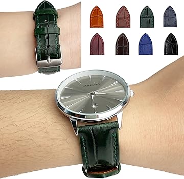 Amazon | [vietnamcreations] 21mm グリーン クロコダイル腕時計ベルト