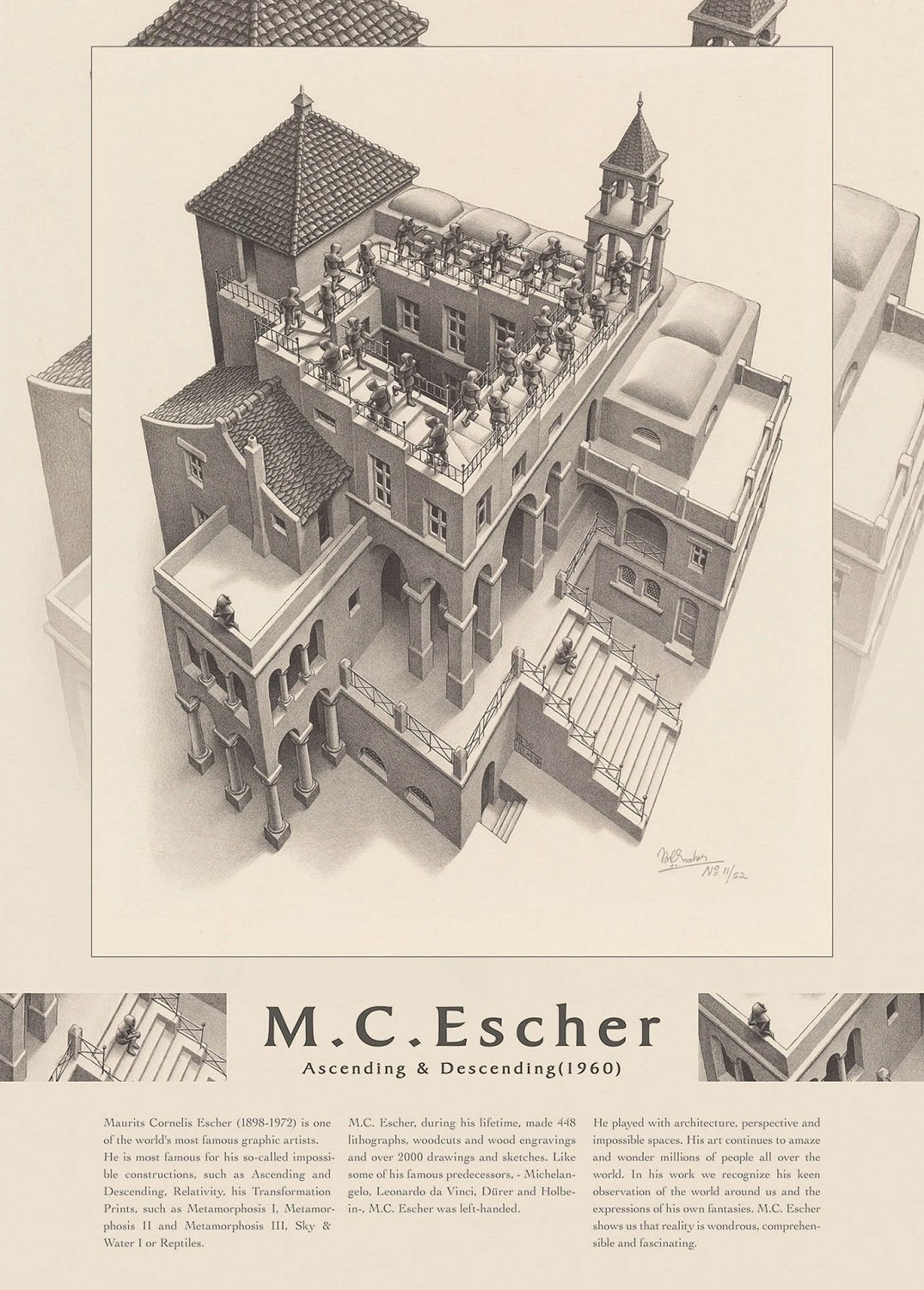 Amazon | 500ピース ジグソーパズル M.C.Escher 上昇と下降(1960